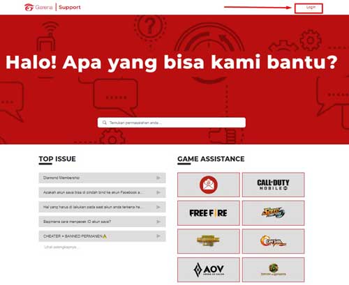 1. Login ke Website Garena