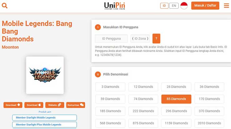 Cara Top Up Mobile Legend Lewat Unipin