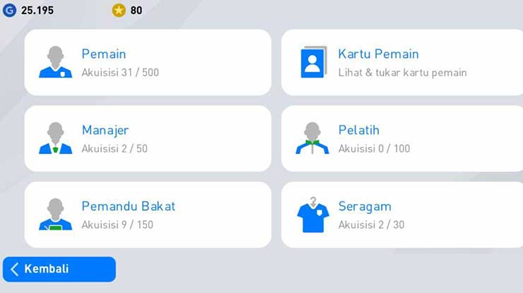 Cara Melihat Jenis Kartu Pemain eFootball PES 2020