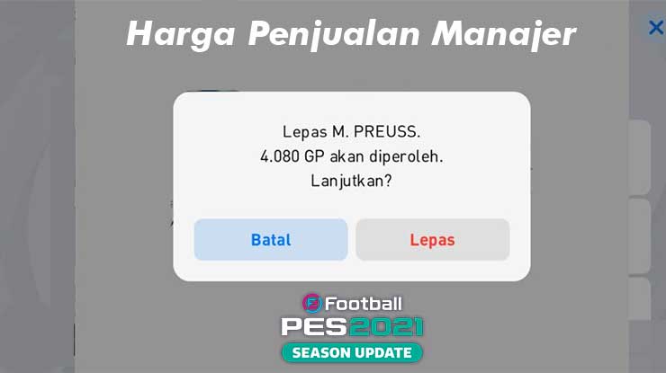 Harga Penjualan Manajer PES 2021 Mobile