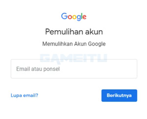 1. masukan gmail yang terhack