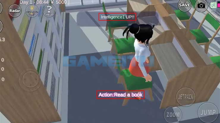 Read as many books as possible to become a teacher in Sakura School Simulator
