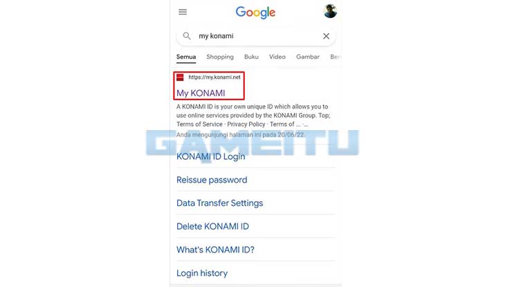 Kunjungi Website Konami