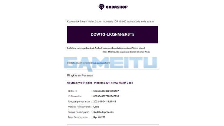 Email Steam Wallet Code