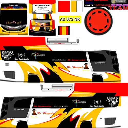 Livery BUSSID PO Haryanto HD Evonex Orange