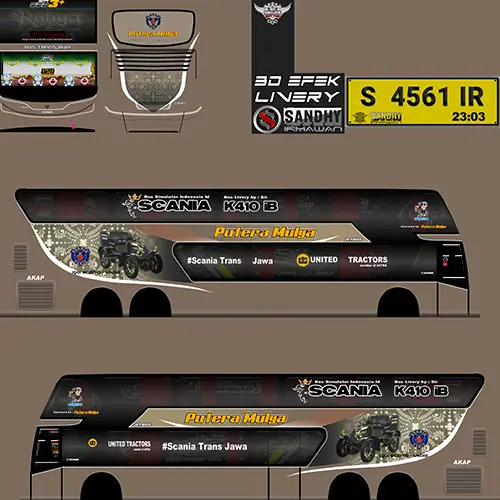 Livery Bimasena SDD Scania Putra Mulia Cokelat